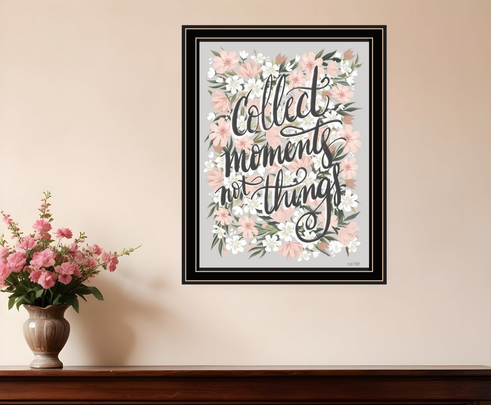 Homeroots Collect Moments Not Things Framed Wall Art - Rustic Farmhouse Decor For Stylish Home Accents Black And Gold Wood 529880