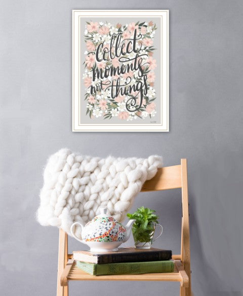 Homeroots Collect Moments Not Things Framed Wall Art - Rustic Farmhouse Decor For Stylish Home Accents White Wood 529881