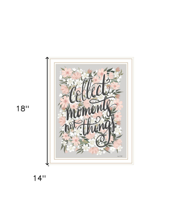 Homeroots Collect Moments Not Things Framed Wall Art - Rustic Farmhouse Decor For Stylish Home Accents White Wood 529881