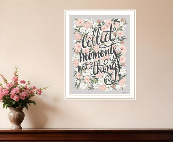 Homeroots Collect Moments Not Things Framed Wall Art - Rustic Farmhouse Decor For Stylish Home Accents White Wood 529881