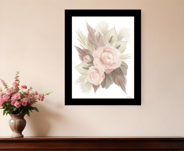 Homeroots Bohemian Bouquet Wall Art Print - Rustic Framed Decor For Modern Farmhouse Vibes And Stylish Spaces Black Wood 529883