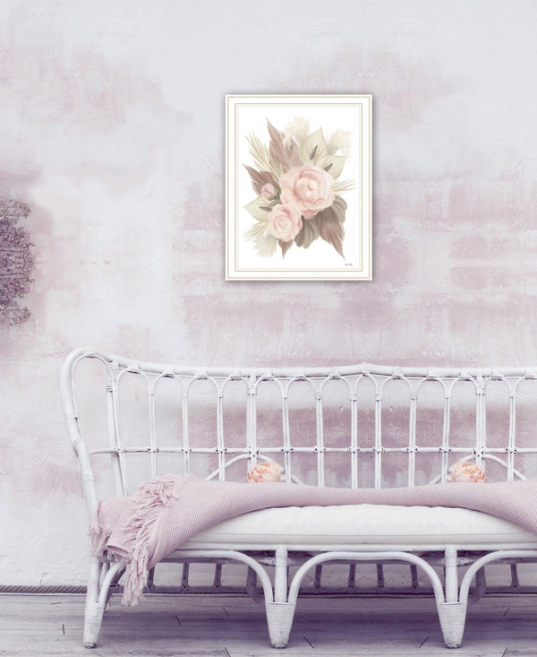 Homeroots Bohemian Bouquet Wall Art Print - Rustic Framed Decor For Modern Farmhouse Vibes And Stylish Spaces White Wood 529885