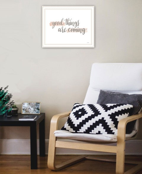 Homeroots Good Things Are Coming White Framed Print Wall Art – Modern Farmhouse Decor For Stylish Spaces  Wood 529886