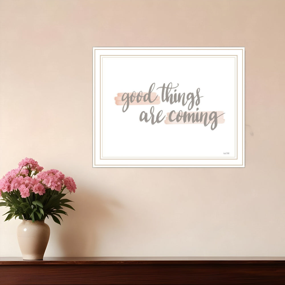 Homeroots Good Things Are Coming White Framed Print Wall Art – Modern Farmhouse Decor For Stylish Spaces  Wood 529886