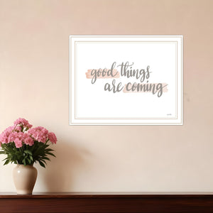 Homeroots Good Things Are Coming White Framed Print Wall Art – Modern Farmhouse Decor For Stylish Spaces  Wood 529886