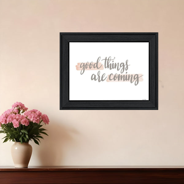Homeroots Good Things Are Coming Framed Print Wall Art – Stylish Rustic Decor For Modern Farmhouse Spaces Charcoal Wood 529888