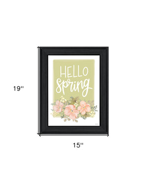 Homeroots Hello Spring Floral Black Framed Print - Rustic Wall Art To Brighten Your Home Decor Effortlessly  Wood 529890