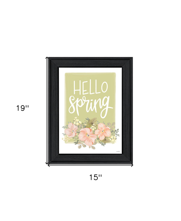 Homeroots Hello Spring Floral Black Framed Print - Rustic Wall Art To Brighten Your Home Decor Effortlessly  Wood 529890