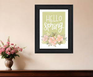 Homeroots Hello Spring Floral Black Framed Print - Rustic Wall Art To Brighten Your Home Decor Effortlessly  Wood 529890