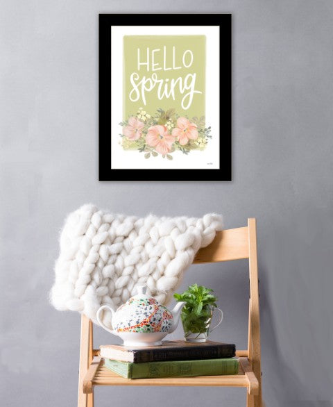 Homeroots Hello Spring Floral Art Print - Rustic Farmhouse Wall Decor To Brighten Your Space Effortlessly Black Wood 529891