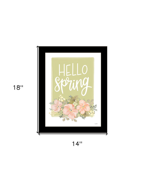 Homeroots Hello Spring Floral Art Print - Rustic Farmhouse Wall Decor To Brighten Your Space Effortlessly Black Wood 529891