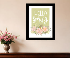 Homeroots Hello Spring Floral Art Print - Rustic Farmhouse Wall Decor To Brighten Your Space Effortlessly Black Wood 529891
