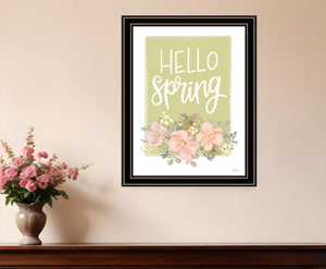 Homeroots Hello Spring Floral Art Print - Rustic Farmhouse Wall Decor To Brighten Your Space Effortlessly Black And Gold Wood 529892