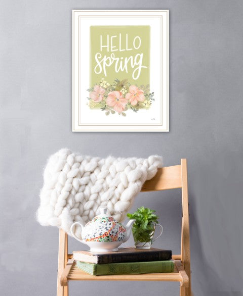 Homeroots Hello Spring Floral Art Print - Rustic Farmhouse Wall Decor To Brighten Your Space Effortlessly White Wood 529893