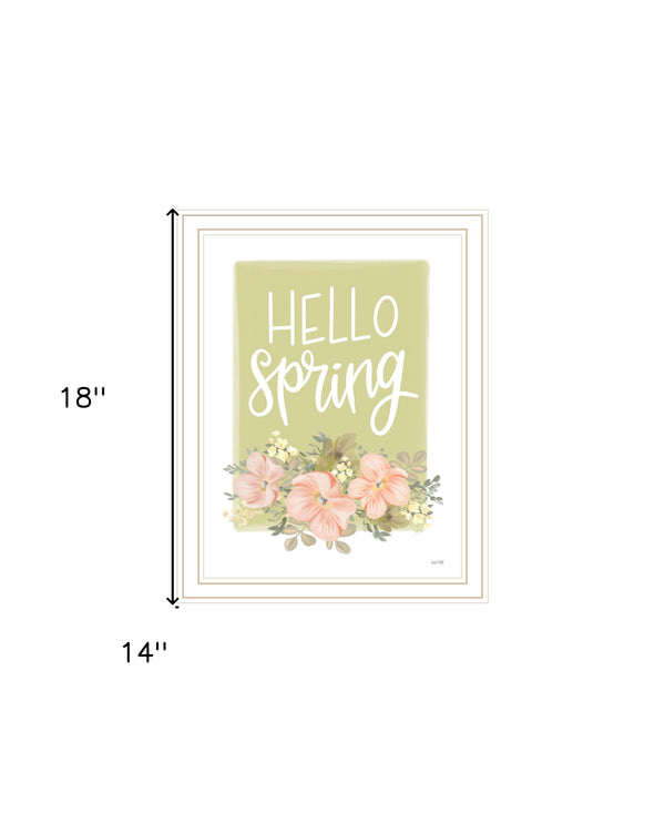 Homeroots Hello Spring Floral Art Print - Rustic Farmhouse Wall Decor To Brighten Your Space Effortlessly White Wood 529893