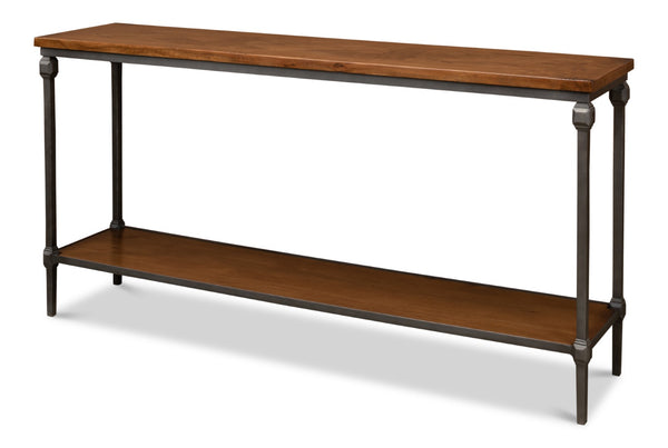 Sarreid Huntsman Console - Elegant Fruitwood & Gunmetal Finish With Durable Cast Iron And Acacia Wood Top Brown  52991