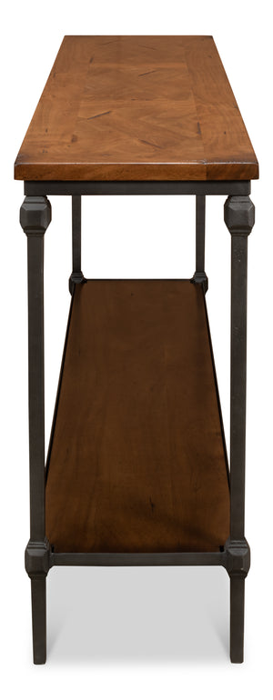 Sarreid Huntsman Console - Elegant Fruitwood & Gunmetal Finish With Durable Cast Iron And Acacia Wood Top Brown  52991