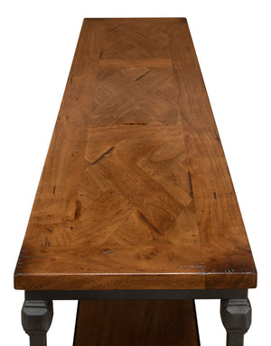 Sarreid Huntsman Console - Elegant Fruitwood & Gunmetal Finish With Durable Cast Iron And Acacia Wood Top Brown  52991
