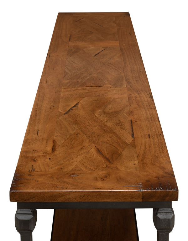 Sarreid Huntsman Console - Elegant Fruitwood & Gunmetal Finish With Durable Cast Iron And Acacia Wood Top Brown  52991