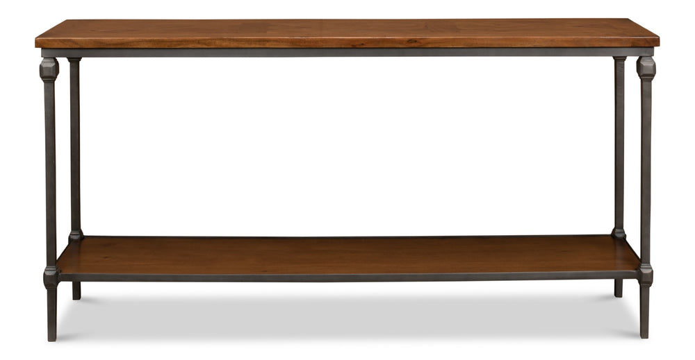 Sarreid Huntsman Console - Elegant Fruitwood & Gunmetal Finish With Durable Cast Iron And Acacia Wood Top Brown  52991