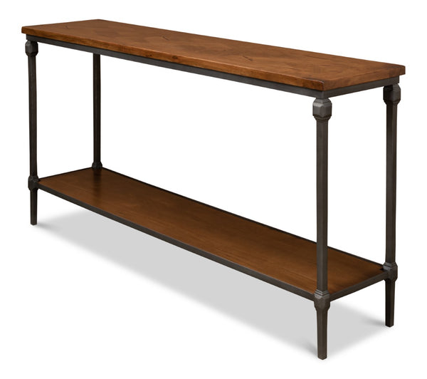 Sarreid Huntsman Console - Elegant Fruitwood & Gunmetal Finish With Durable Cast Iron And Acacia Wood Top Brown  52991
