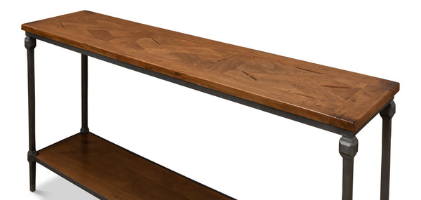 Sarreid Huntsman Console - Elegant Fruitwood & Gunmetal Finish With Durable Cast Iron And Acacia Wood Top Brown  52991