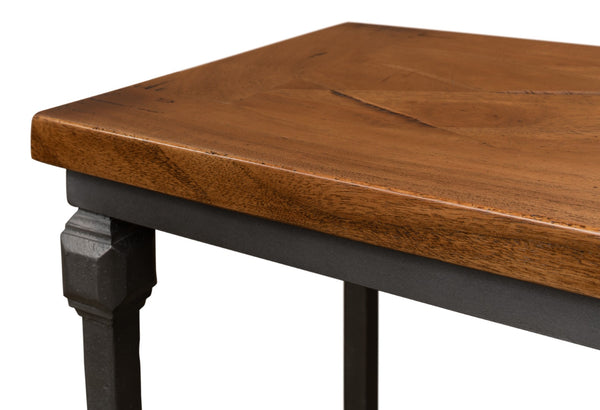 Sarreid Huntsman Console - Elegant Fruitwood & Gunmetal Finish With Durable Cast Iron And Acacia Wood Top Brown  52991