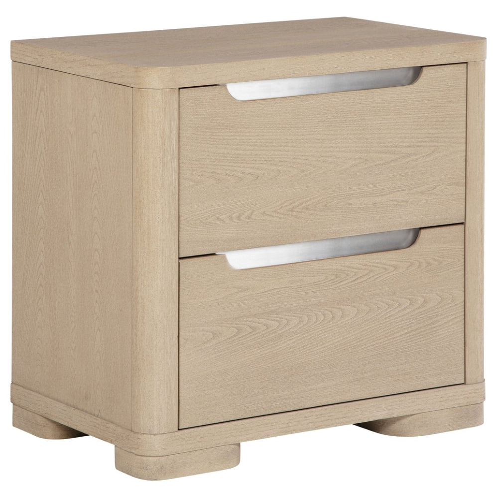 English Elm Mirador Elm Veneer 2-drawer Nightstand with Felt-lined Storage and Cord Management B062P447744