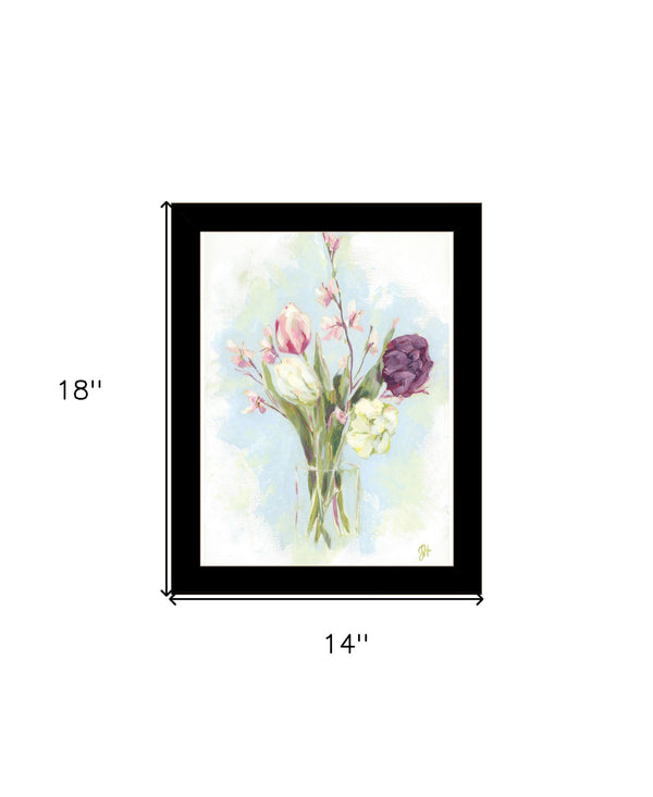 Homeroots Flower Farm Bouquet Framed Print Wall Art - Rustic Chic Decor For A Trendy Home Aesthetic Black Wood 529929