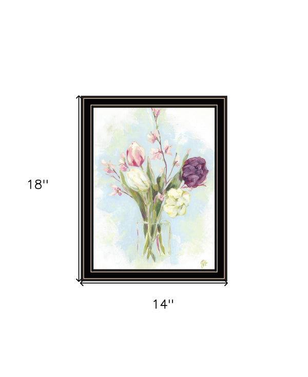 Homeroots Flower Farm Bouquet Framed Print Wall Art - Rustic Chic Decor For A Trendy Home Aesthetic Black And Gold Wood 529930