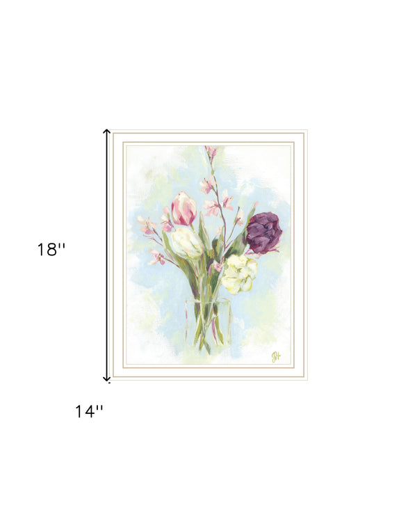 Homeroots Flower Farm Bouquet Framed Print Wall Art - Rustic Chic Decor For A Trendy Home Aesthetic White Wood 529931