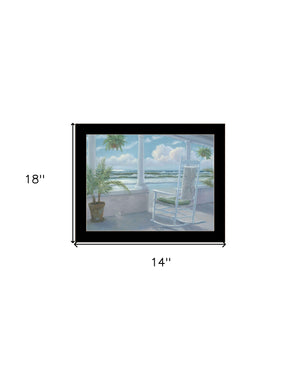 Homeroots Coastal Porch Framed Print Wall Art - Rustic Decorative Accent For Modern Farmhouse Style Decor Black Wood 529933