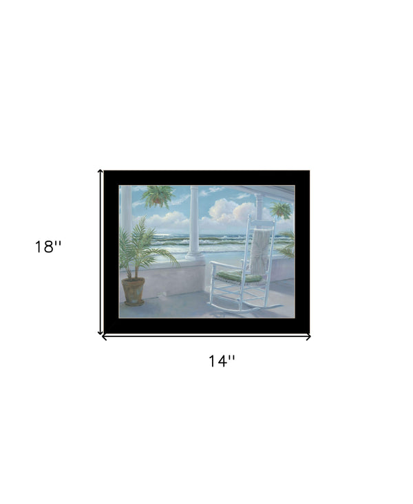 Homeroots Coastal Porch Framed Print Wall Art - Rustic Decorative Accent For Modern Farmhouse Style Decor Black Wood 529933