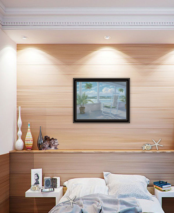 Homeroots Coastal Porch Framed Print Wall Art - Rustic Decorative Accent For Modern Farmhouse Style Decor Black And Gold Wood 529934