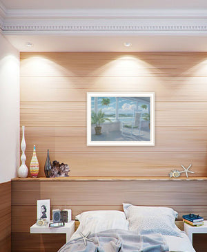 Homeroots Coastal Porch Framed Print Wall Art - Rustic Decorative Accent For Modern Farmhouse Style Decor White Wood 529935