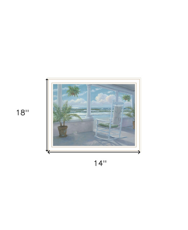 Homeroots Coastal Porch Framed Print Wall Art - Rustic Decorative Accent For Modern Farmhouse Style Decor White Wood 529935