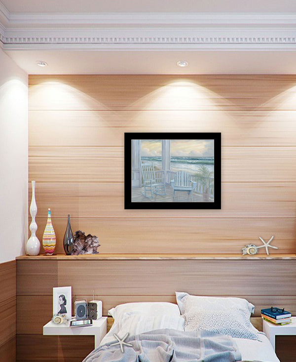 Homeroots Coastal Porch Framed Print Wall Art - Trendy Rustic Decor For Modern Farmhouse Style Spaces Black Wood 529937