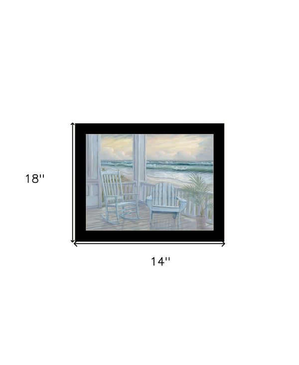 Homeroots Coastal Porch Framed Print Wall Art - Trendy Rustic Decor For Modern Farmhouse Style Spaces Black Wood 529937