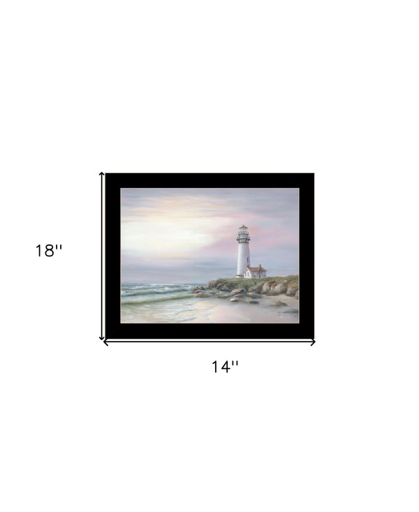 Homeroots Lighthouse At Sunset Framed Print Wall Art - Rustic Home Decor For A Modern Farmhouse Vibe Black Wood 529941