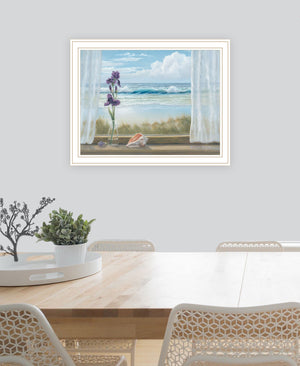 Homeroots Irises On Windowsill Framed Print Wall Art – Chic Rustic Decor For Modern Farmhouse Interiors White Wood 529947