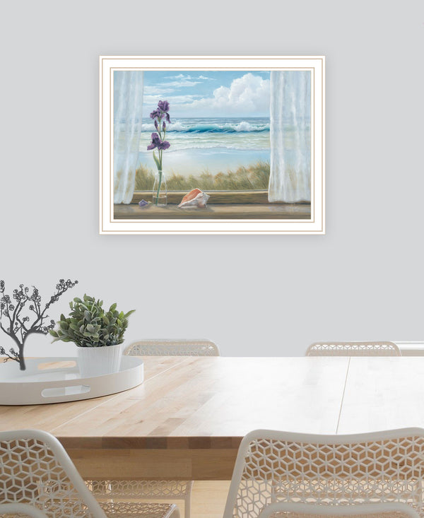 Homeroots Irises On Windowsill Framed Print Wall Art – Chic Rustic Decor For Modern Farmhouse Interiors White Wood 529947