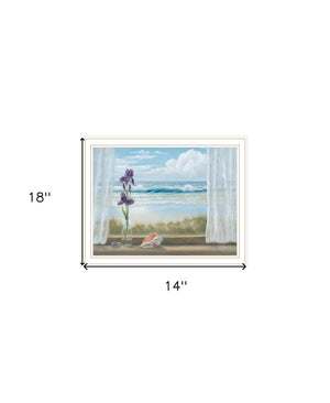 Homeroots Irises On Windowsill Framed Print Wall Art – Chic Rustic Decor For Modern Farmhouse Interiors White Wood 529947