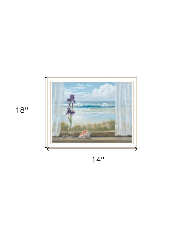 Homeroots Irises On Windowsill Framed Print Wall Art – Chic Rustic Decor For Modern Farmhouse Interiors White Wood 529947