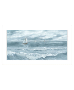 Homeroots Three Sailboats White Framed Print Wall Art  Wood 529948
