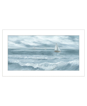 Homeroots Three Sailboats White Framed Print Wall Art  Wood 529948