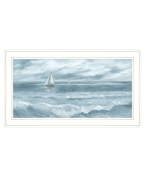 Homeroots Three Sailboats White Framed Print Wall Art White And Gold Wood 529949