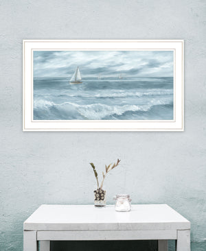 Homeroots Three Sailboats White Framed Print Wall Art White And Gold Wood 529949