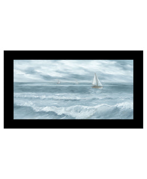 Homeroots Three Sailboats Black Framed Print Wall Art Black Wood 529950