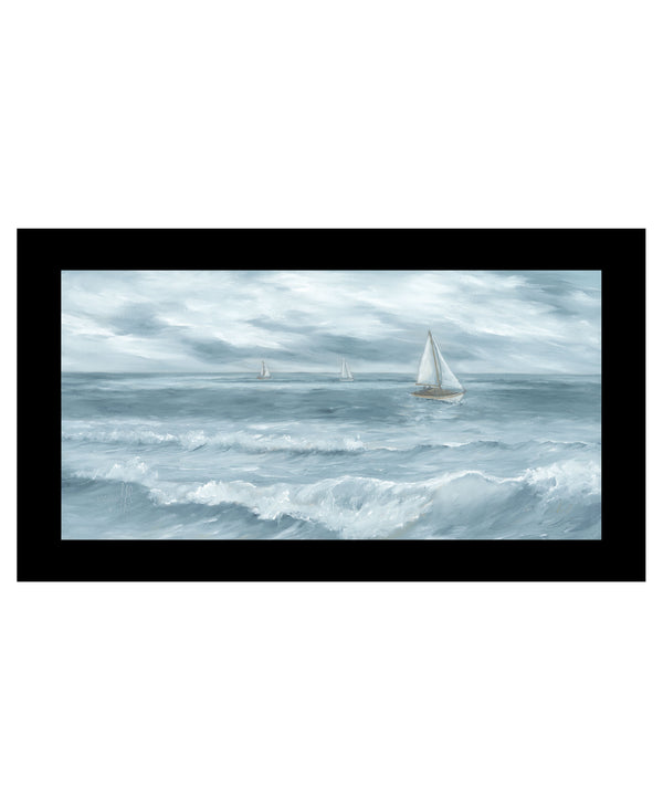 Homeroots Three Sailboats Black Framed Print Wall Art Black Wood 529950