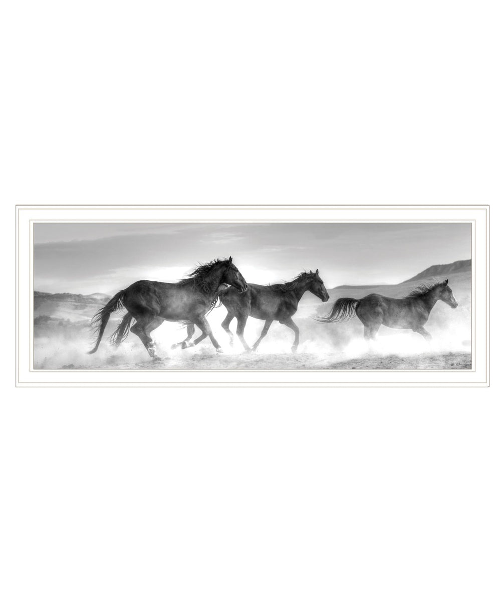 HomeRoots Horses Rolling By Framed Print Wall Art – Rustic Charm for Modern Farmhouse Style Decor White 529960